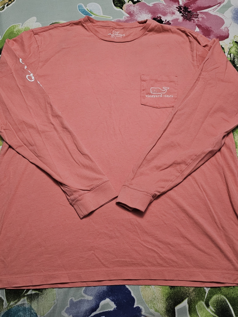 Vineyard Vines Long-Sleeve Pocket T-Shirt in Coral
